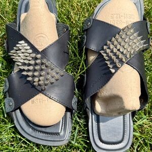 Henry Ferrera Black Studded Sandals/USED